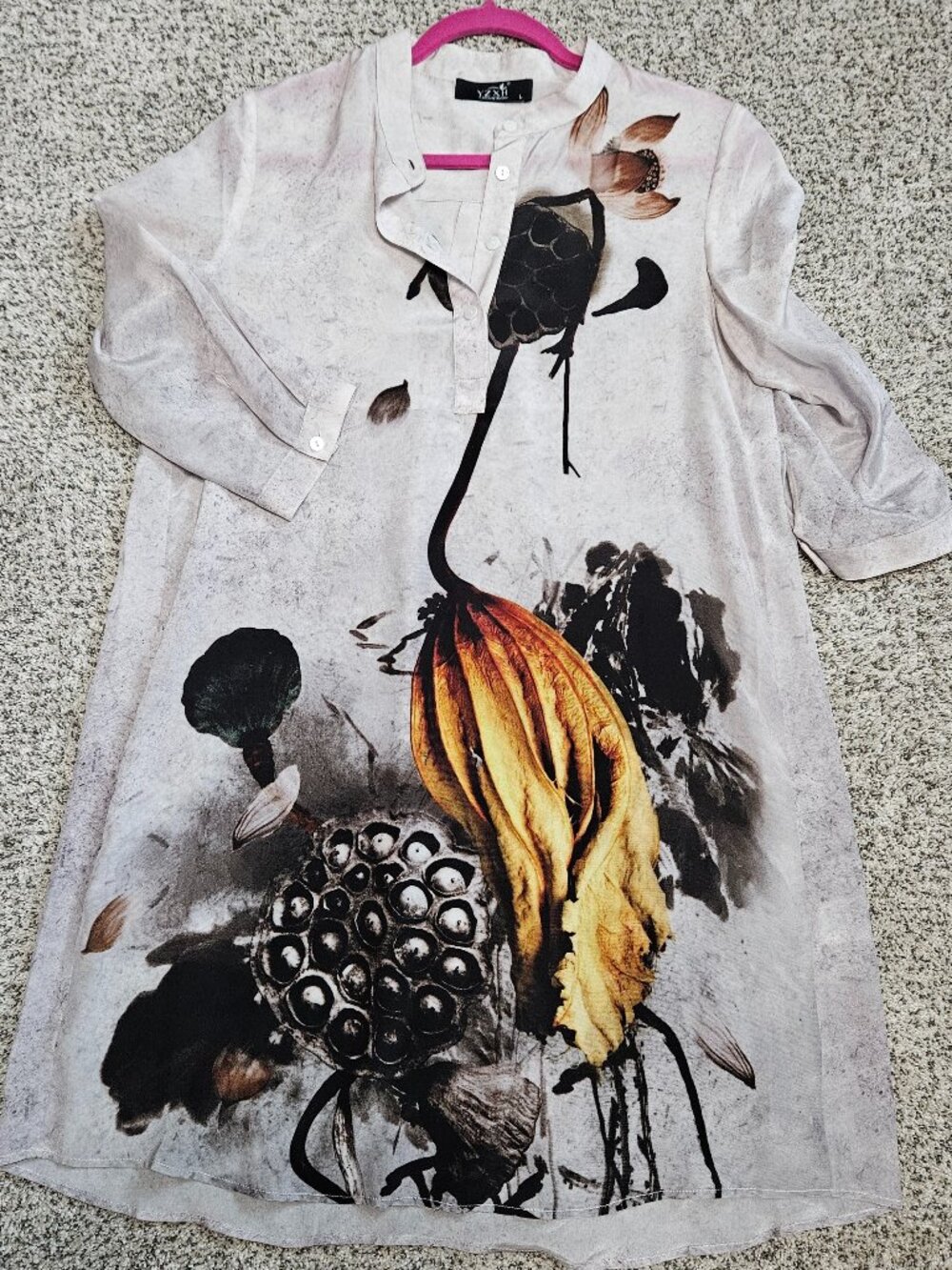 YZXH PRINTED SILK TUNIC DRESS SIZE L.   {#825-3}